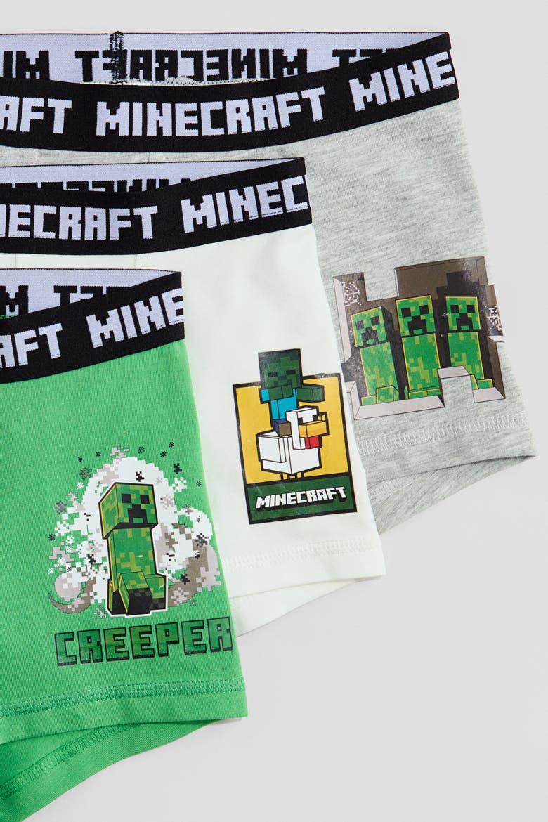 5-pack Cotton Boxer Briefs, Alternate, color, Green/Minecraft