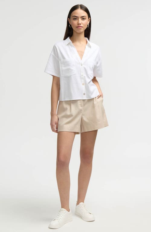 Nvlt High Waist Twill Shorts In Neutral