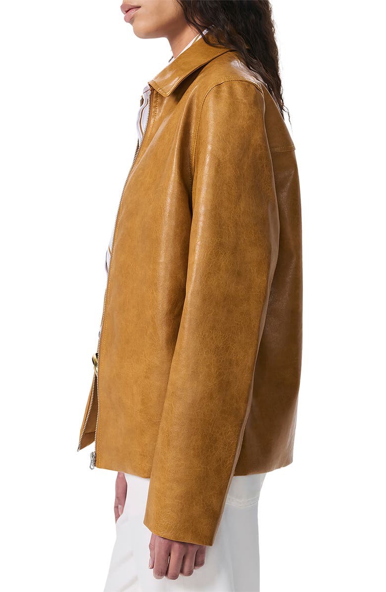 rag & bone Jordie Faux Leather Jacket, Alternate, color, Camel