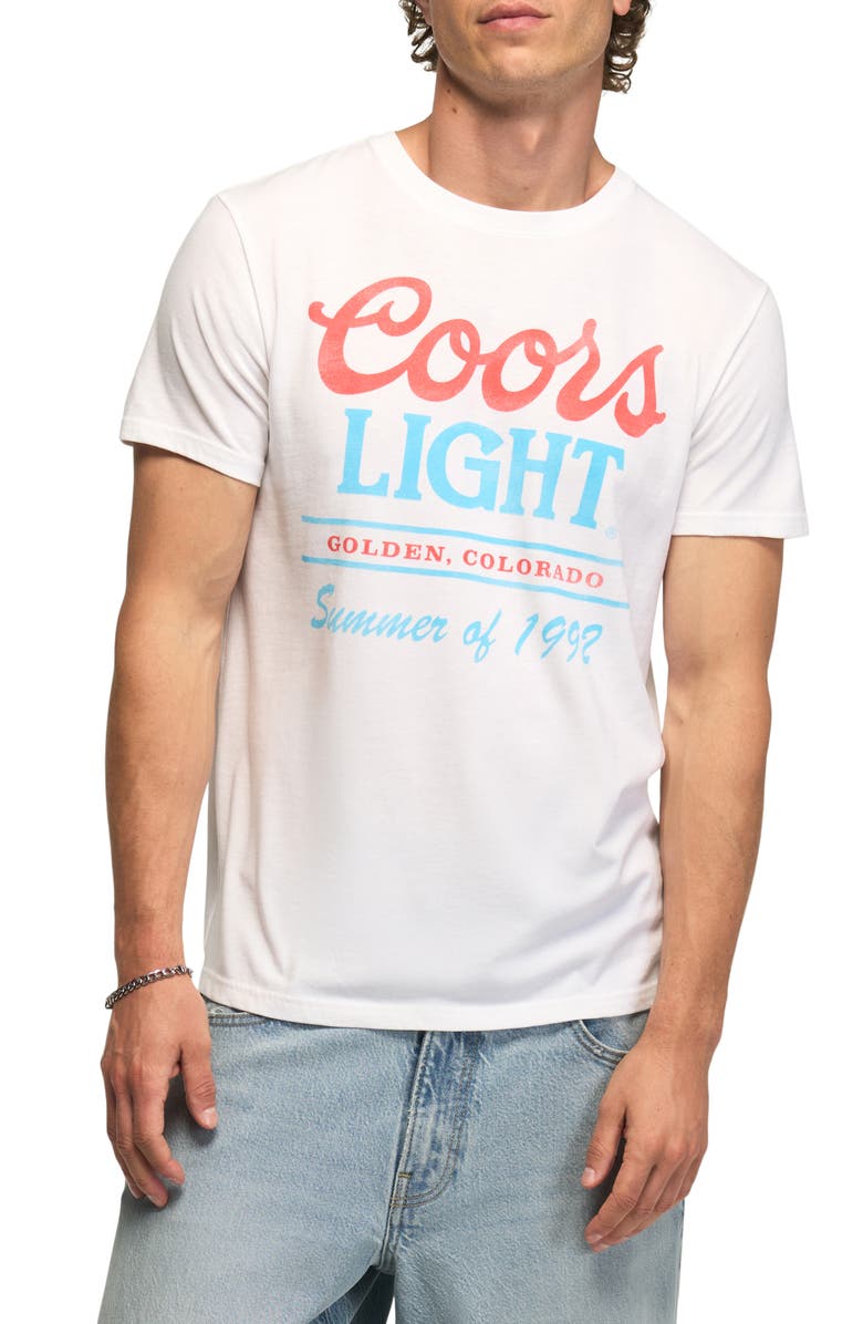 Lucky Brand Coors Light Summer Cotton Blend Graphic T-Shirt, Main, color, Bright White