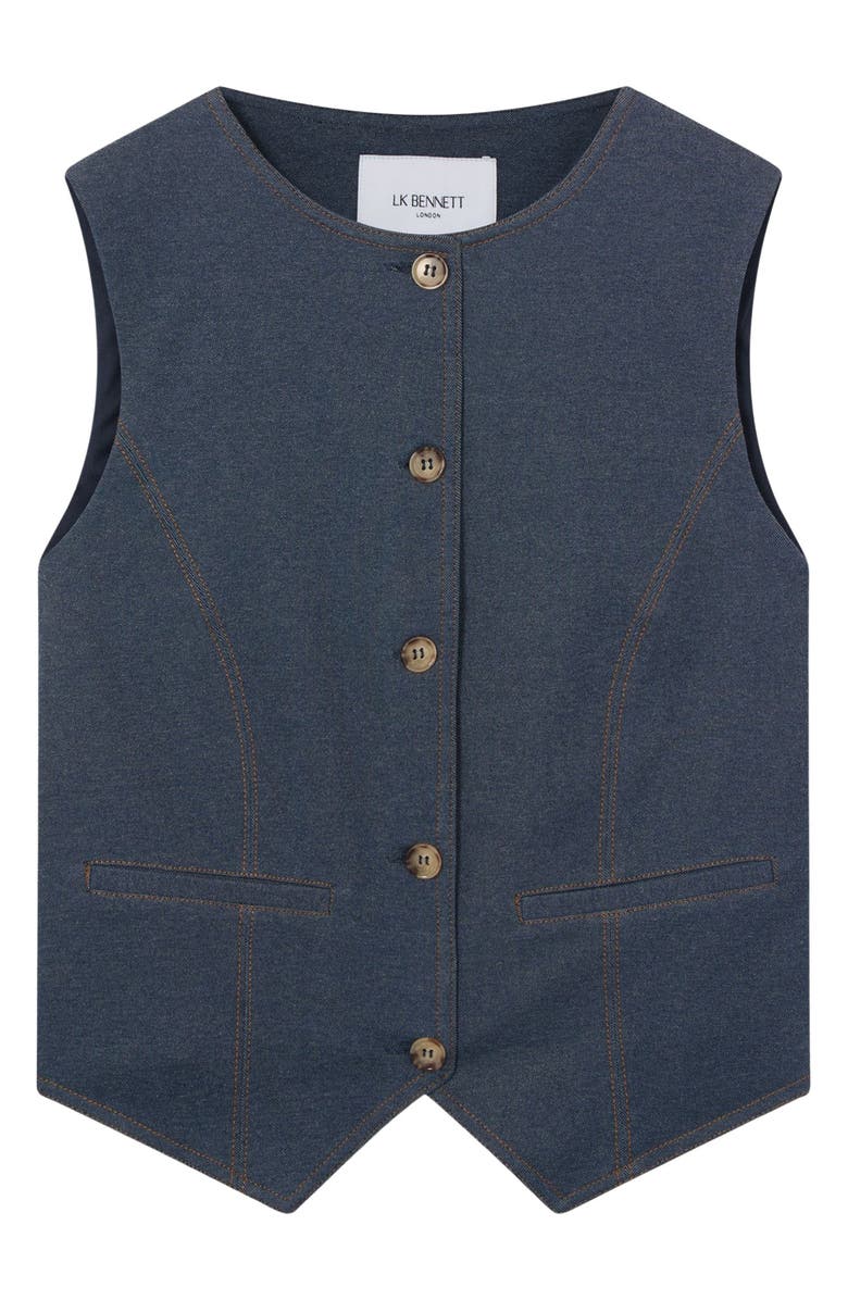 LK Bennett Freya Denim Vest, Alternate, color, Indigo