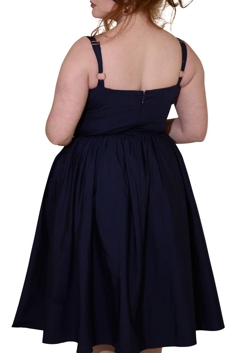 Camille Fuller Bust Cotton Midi Corset Dress, Alternate, color, Navy