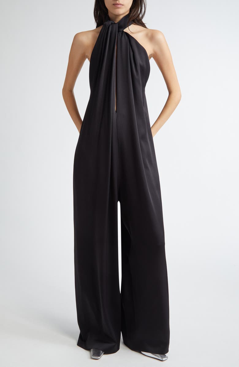 Stella McCartney Envers Satin Jumpsuit, Main, color, Black