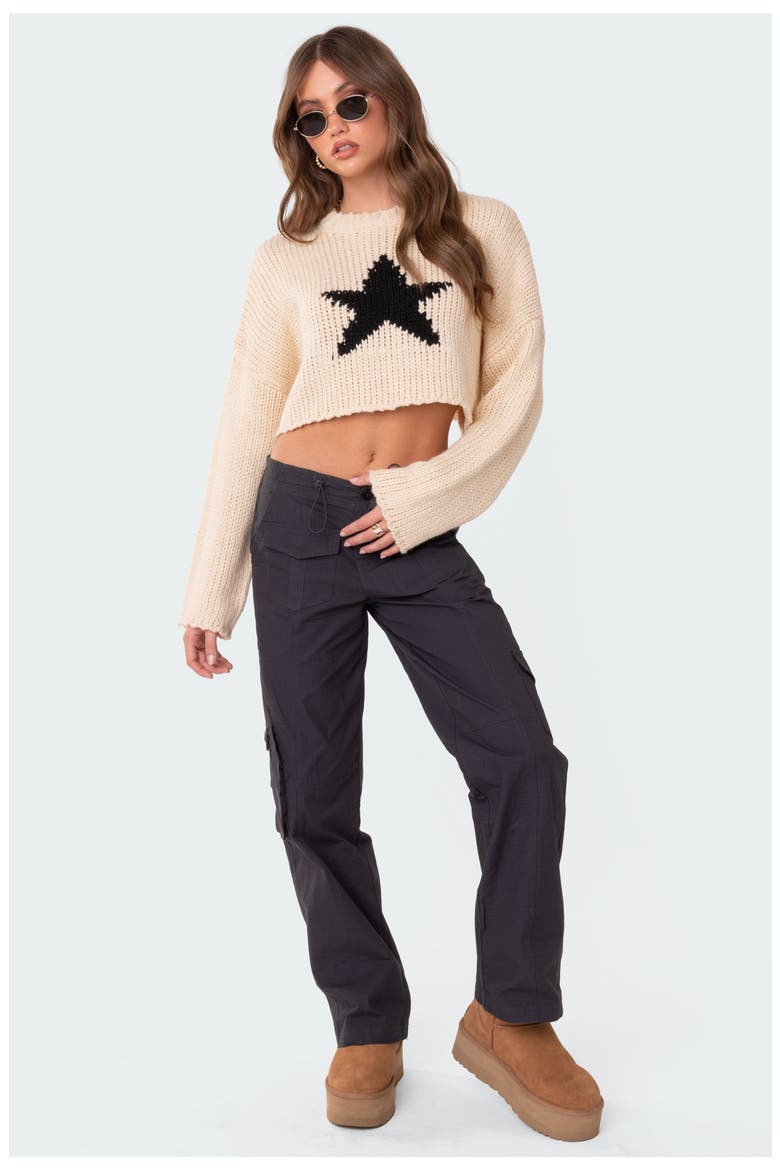 Mega Star Crop Sweater, Alternate, color, CREAM