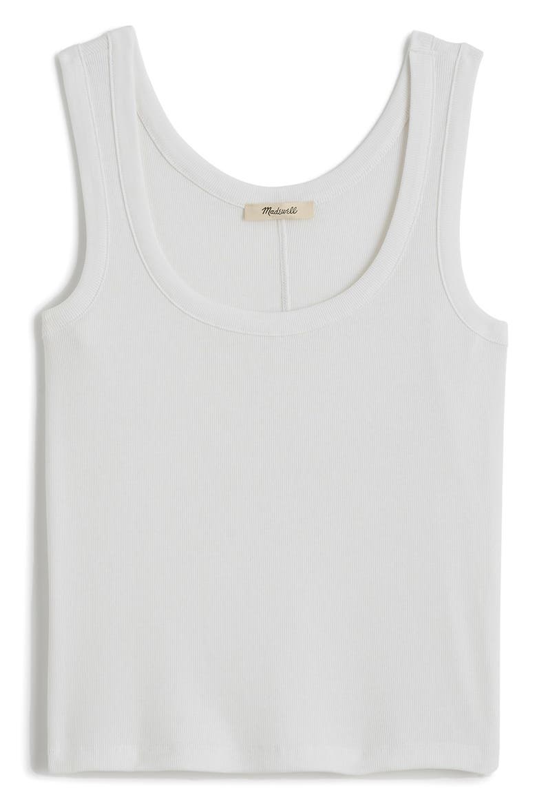 Scoop Neck Regenerative Cotton Rib Tank, Alternate, color, WHITE