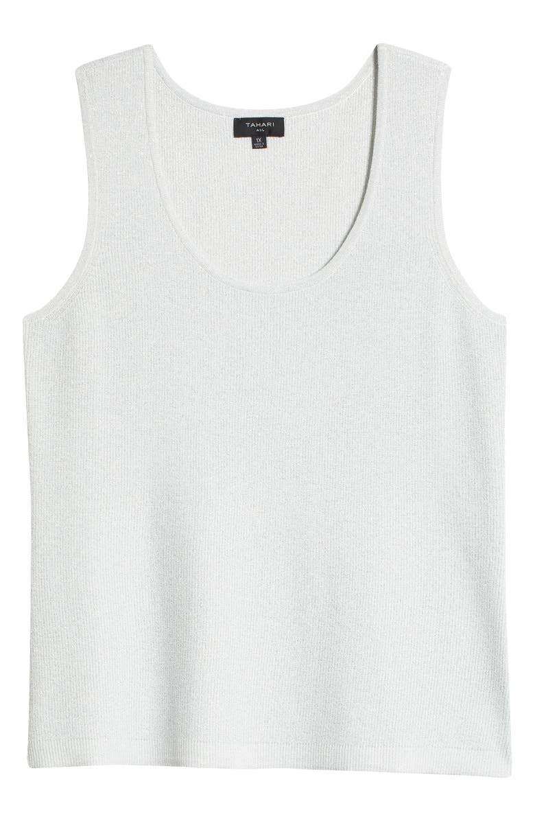 Tahari ASL Metallic Sweater Tank, Alternate, color, White