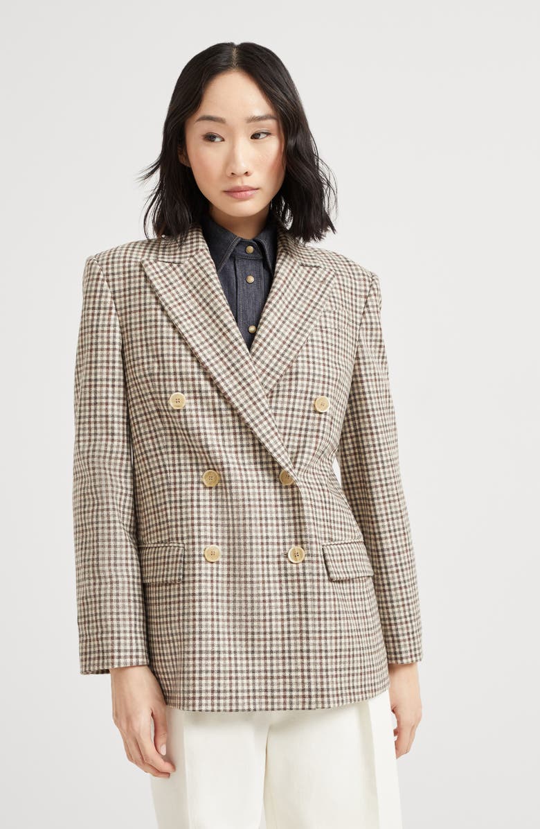 Brunello Cucinelli Flannel blazer with monili, Alternate, color, Beige