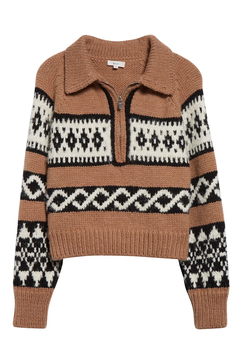 Carter Merino Wool Blend Quarter Zip Pullover, Alternate, color, CAMEL MULTI