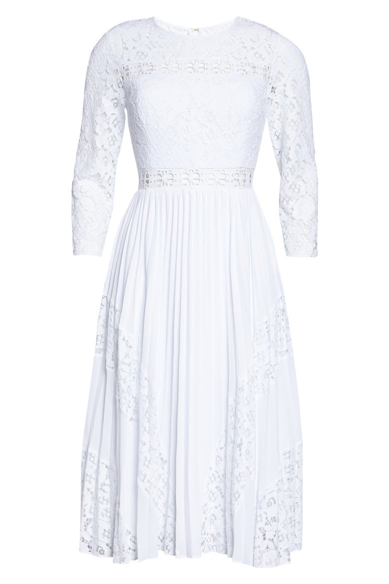 Aiden Fit & Flare Lace Dress, Main, color, RESORT WHITE