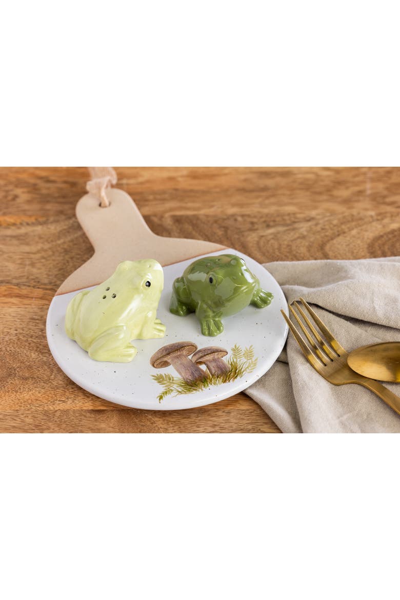 Ceramic Frog Salt and Pepper Green for Spring Serving and Entertaining, Alternate, color, Green