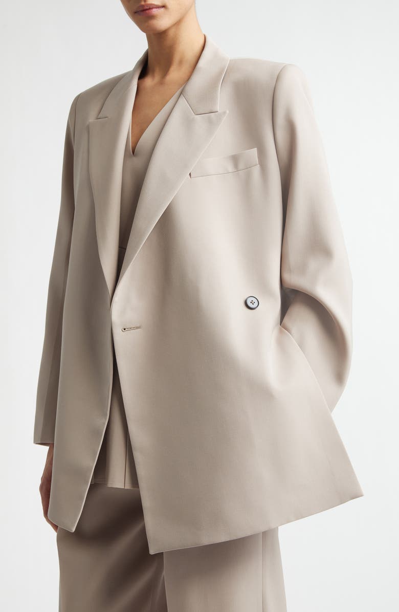 Jil Sander Slim Double Breasted Wool Gabardine Blazer, Alternate, color, Mauve