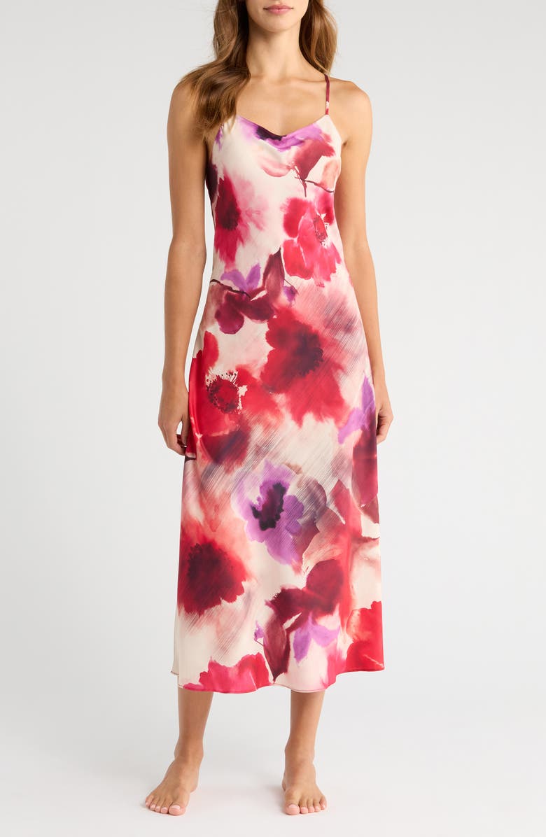 Natori Mizuki Midi Nightgown, Main, color, Red