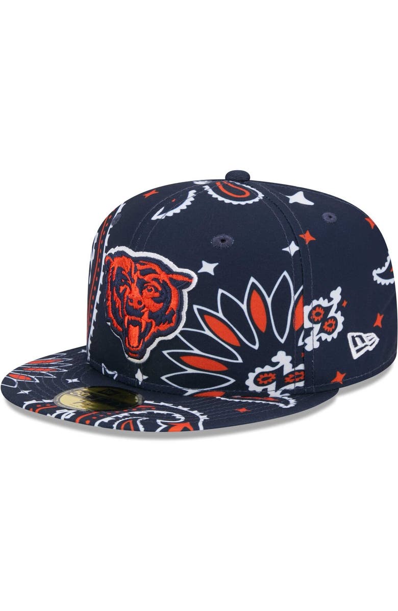New Era Men's New Era Navy Chicago Bears Paisley 59FIFTY Fitted Hat, Alternate, color, 