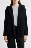 Eileen Fisher Open Front Recycled Wool Blend Bouclé Hooded Jacket