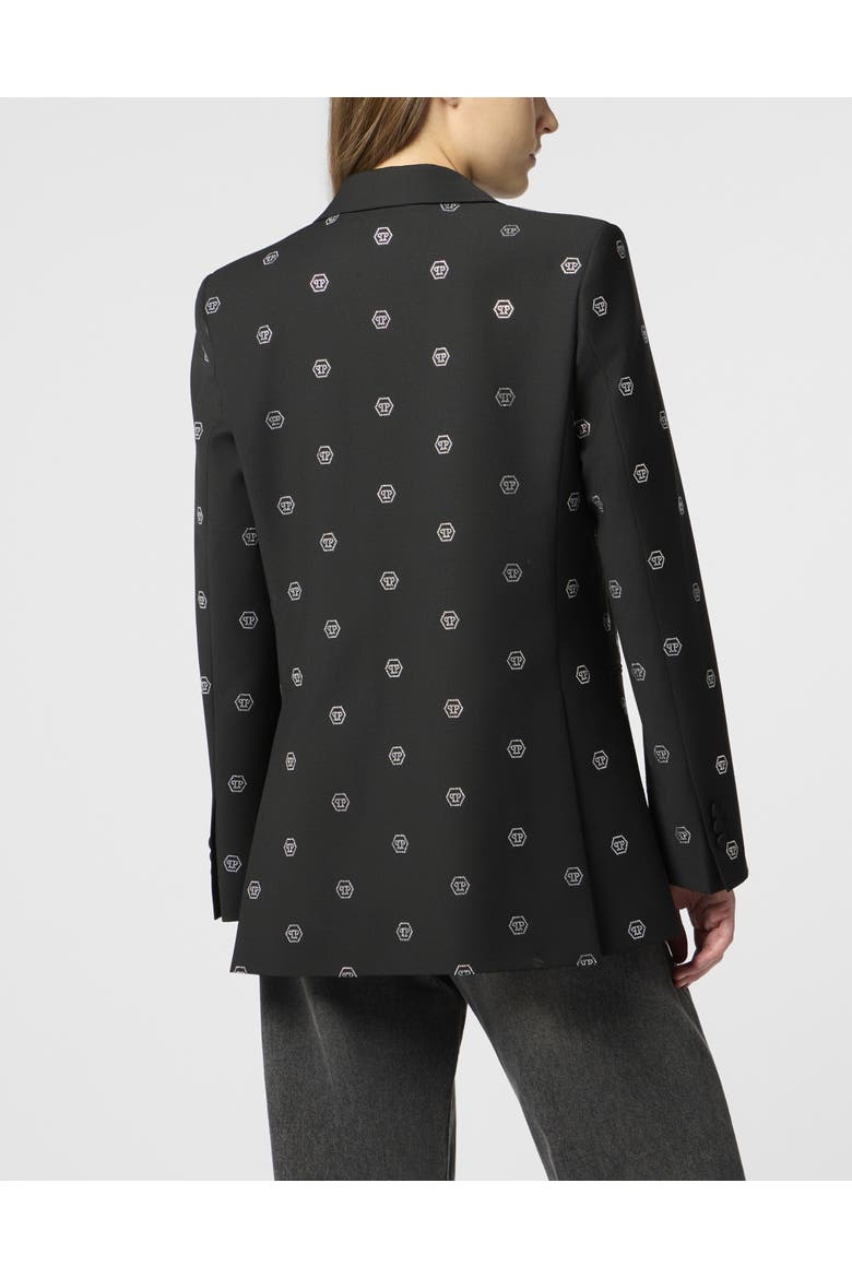 Boyfriend's Fit Blazer Monogram Strass Monogram Women, Alternate, color, black