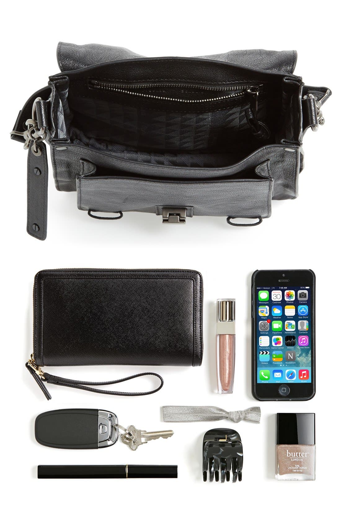 'PS1' Fringed Crossbody Pouch, Alternate, color, BLACK