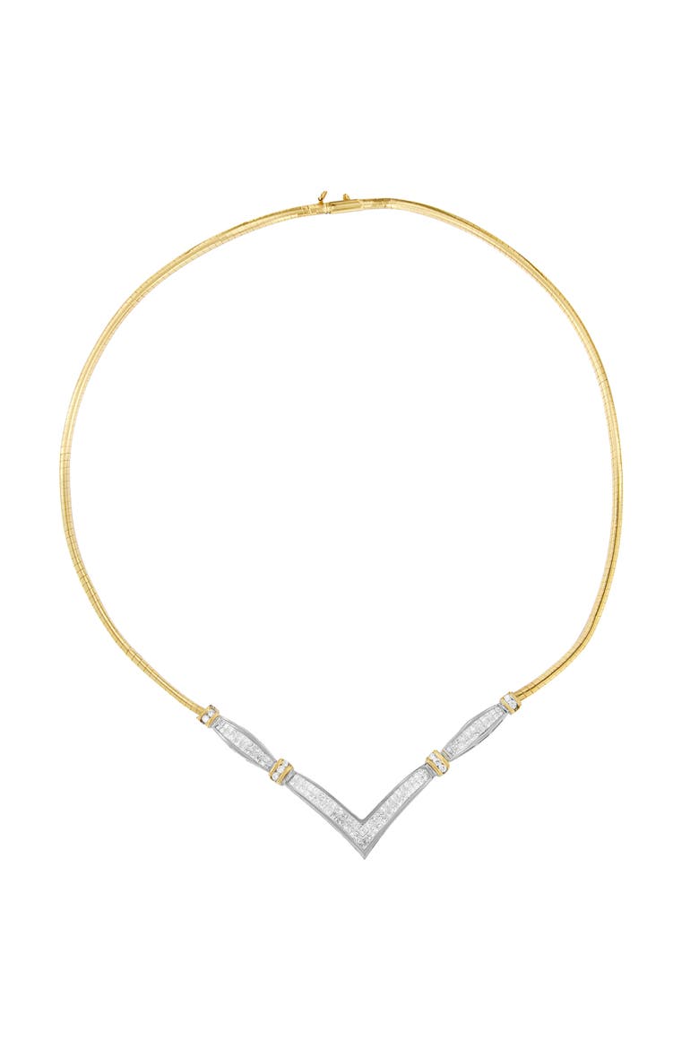 14K Yellow and White Gold 2.0 Cttw Diamond 'V' Shape Statement Necklace, Main, color, YellowWhite