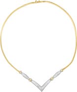 Haus of Brilliance 14K Yellow and White Gold 2.0 Cttw Diamond 'V' Shape Statement Necklace