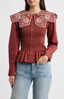 Damson Madder Fern Embroidered Top