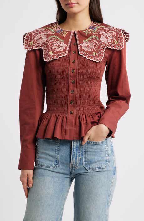 Damson Madder Fern Embroidered Top