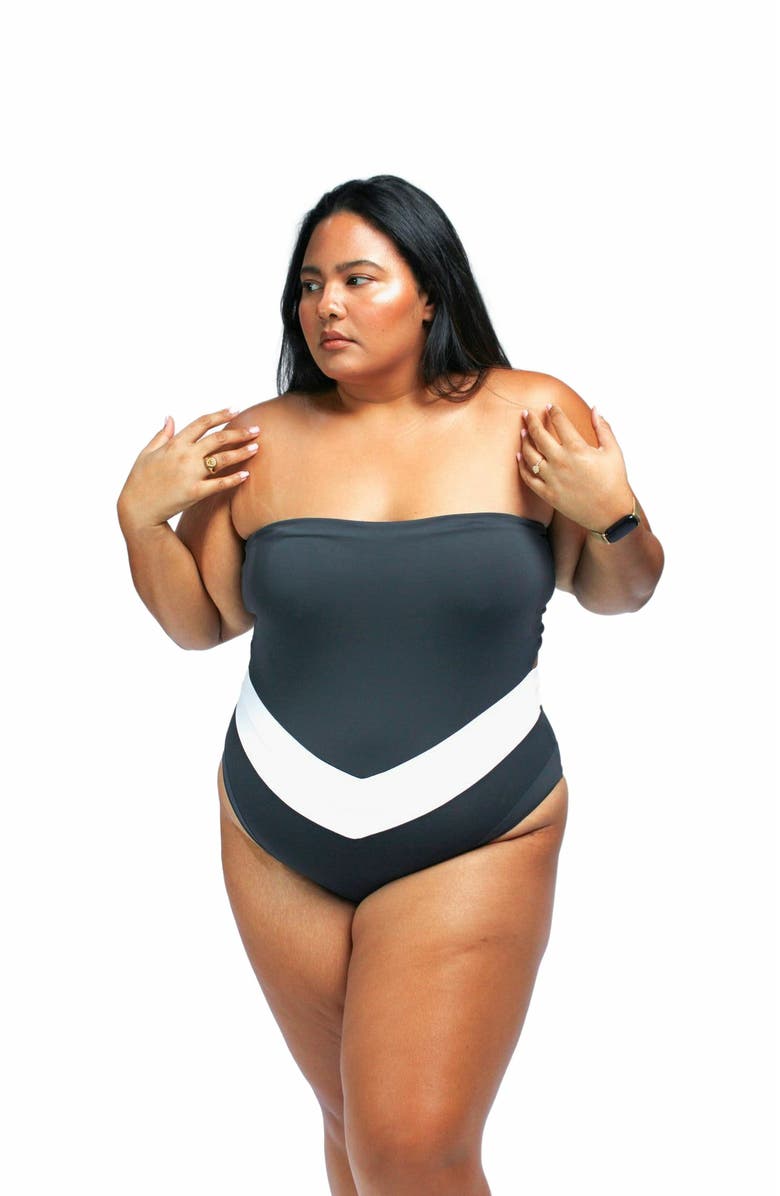 Mary Mercedes Vee Convertible One Piece Swimsuit, Alternate, color, Charcoal Grey