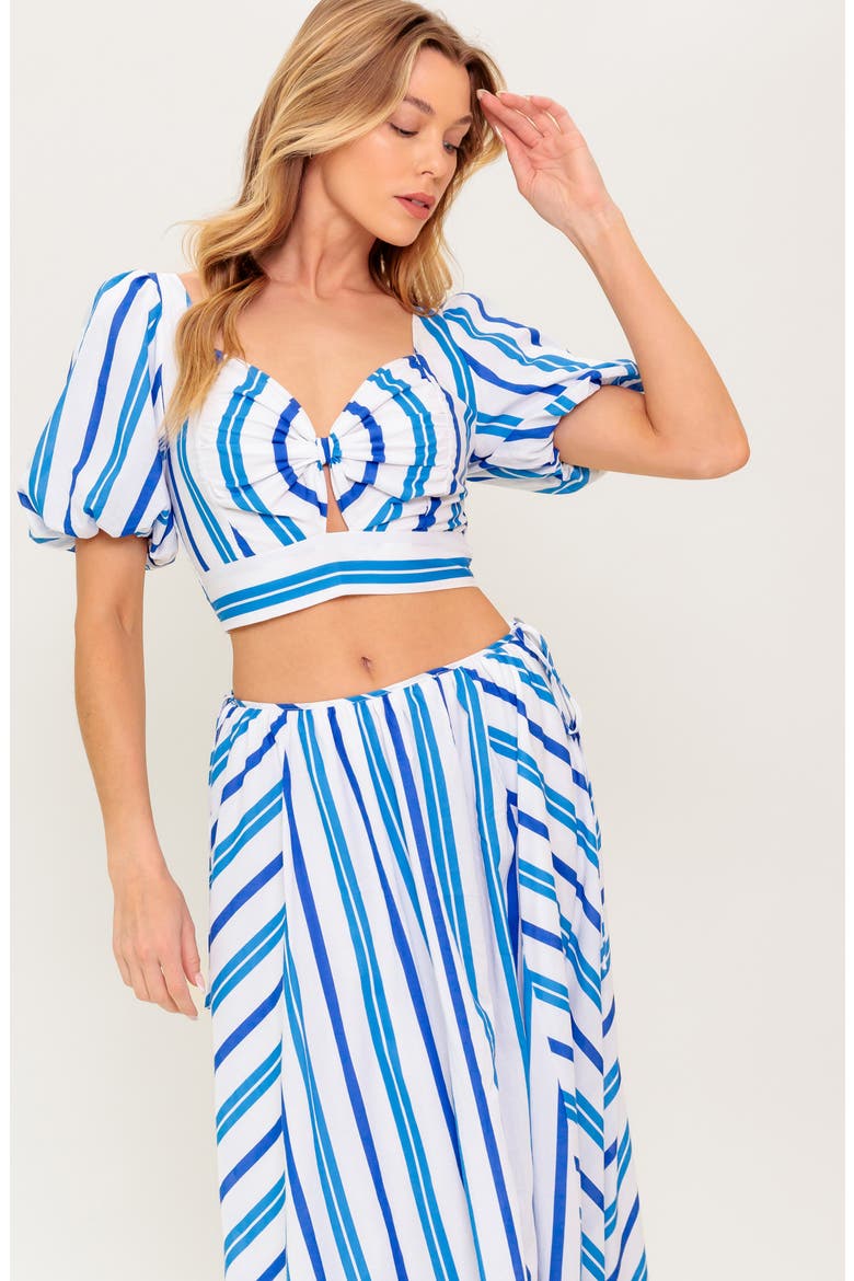 Stripe Crop Top & Maxi Skirt Set, Alternate, color, WHITE BLUE