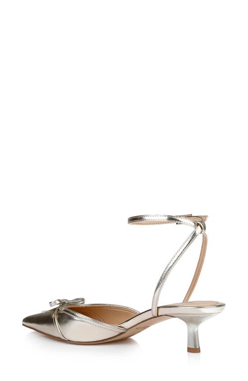 Jewel Badgley Mischka Talasia Ankle Strap Pointed Toe Kitten Heel Pump In Gold
