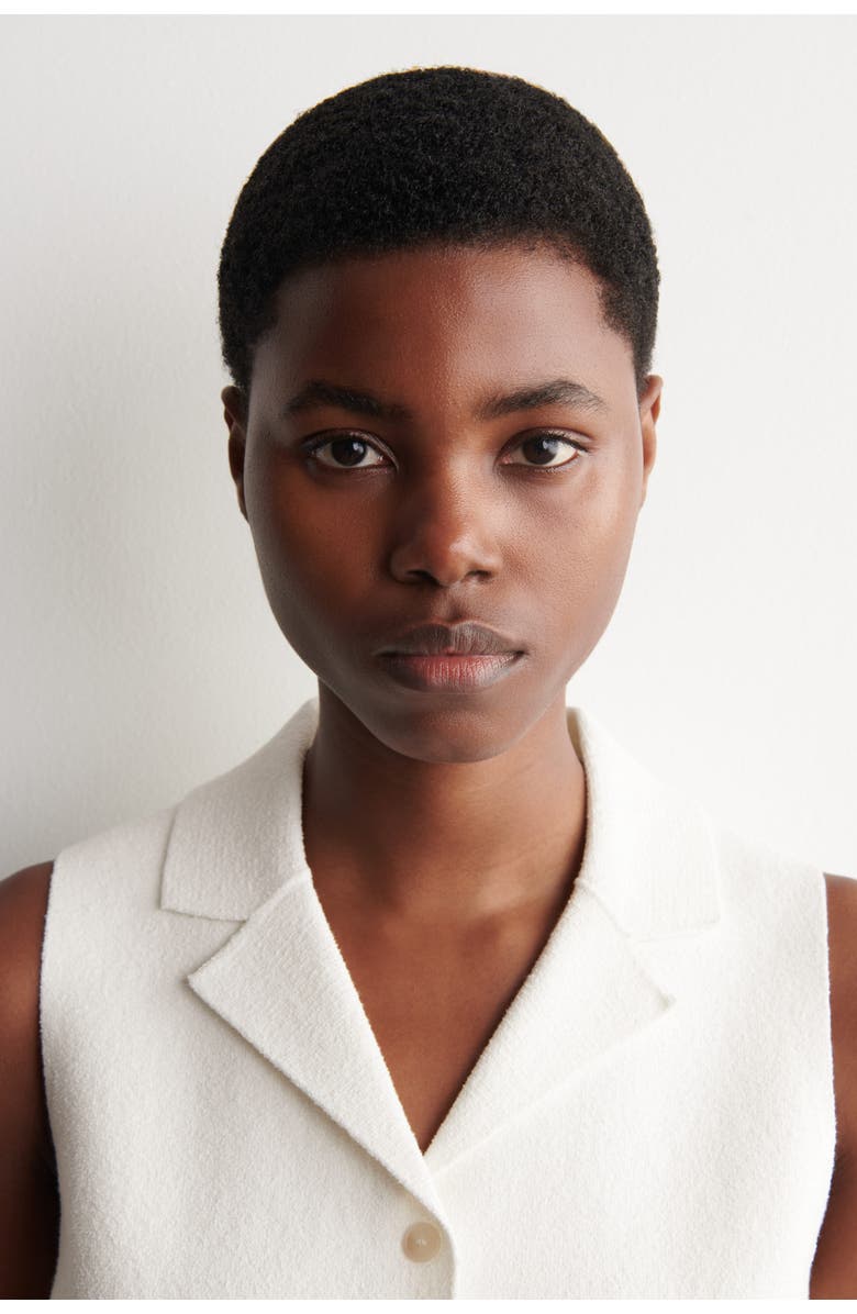 COS Bouclé-Knit Vest, Alternate, color, White