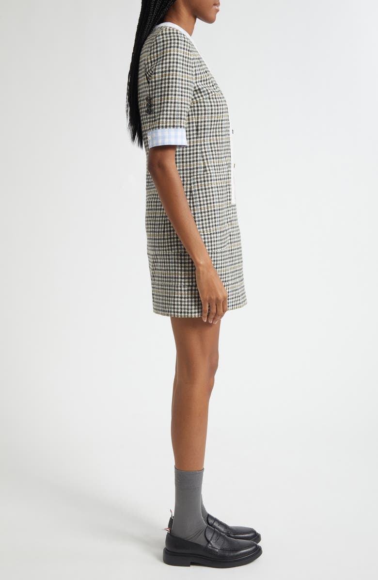 Thom Browne Trompe l'Oeil Mixed Media Shift Dress, Alternate, color, Black/ White