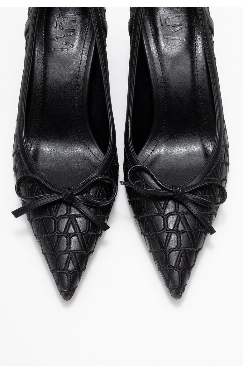 Prologue Shoes Camden Bow Pointed Toe Pump, Alternate, color, Black Pattern