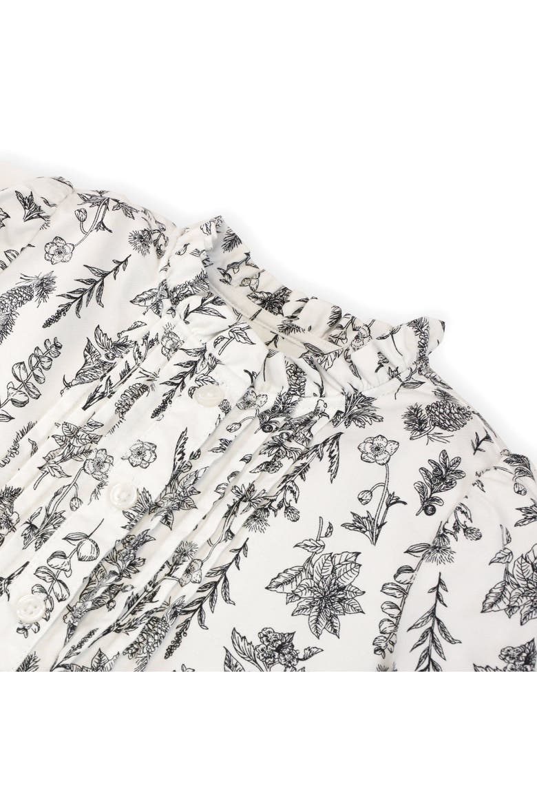 Baby Girls' Organic Pintuck Button Down Blouse, Infant, Alternate, color, Black Winter Botanical