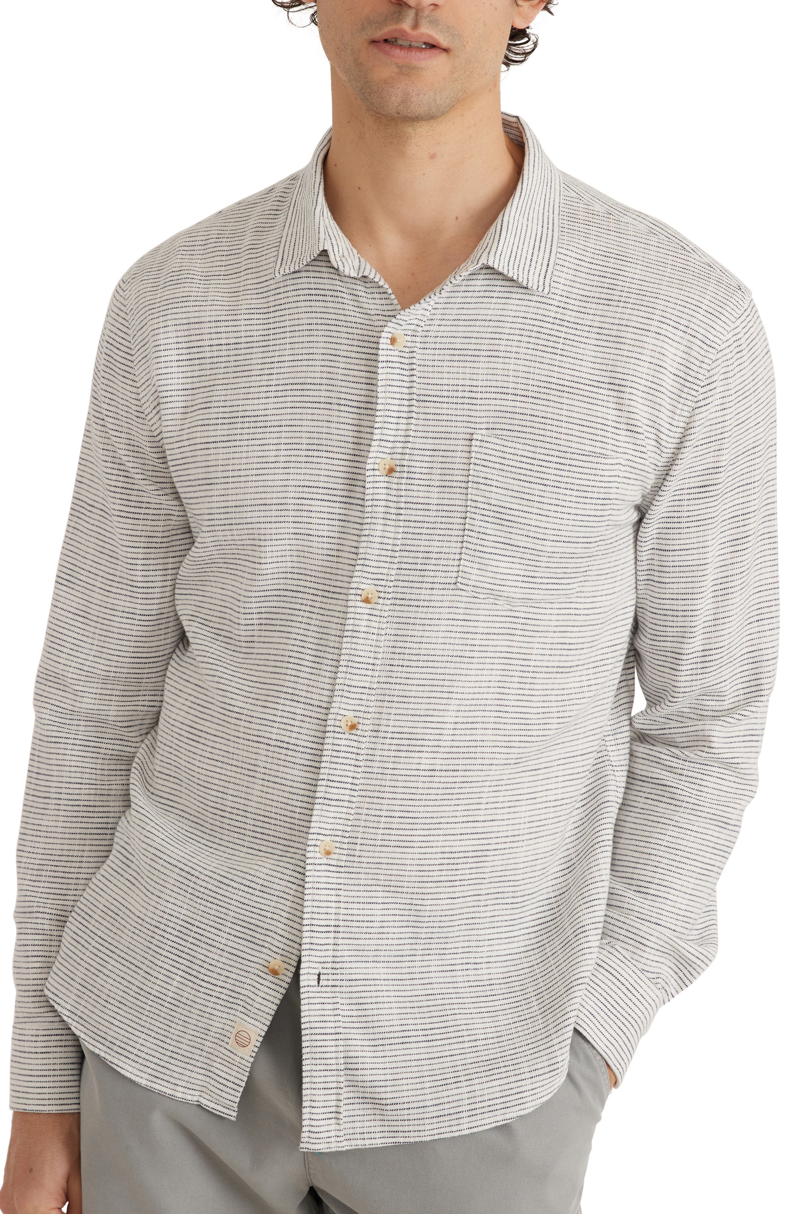 Stripe Stretch Cotton Button-Up Shirt