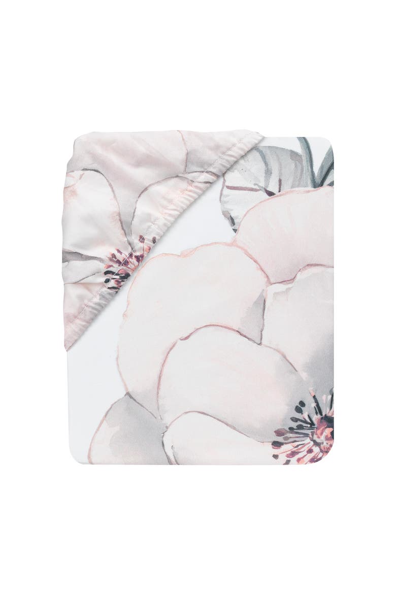 Signature Botanical Baby Watercolor Floral Cotton Crib Sheet- White, Alternate, color, Pink