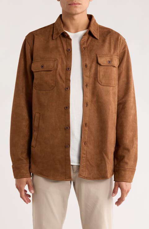 Faux Suede Shirt Jacket