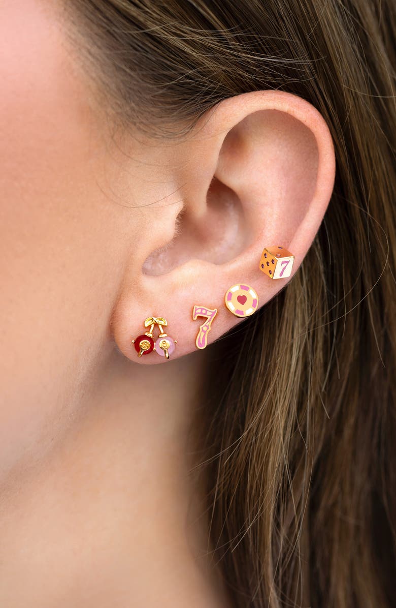 Girls Crew Feeling Lucky Set of 4 Assorted Single Stud Earrings, Alternate, color, Gold