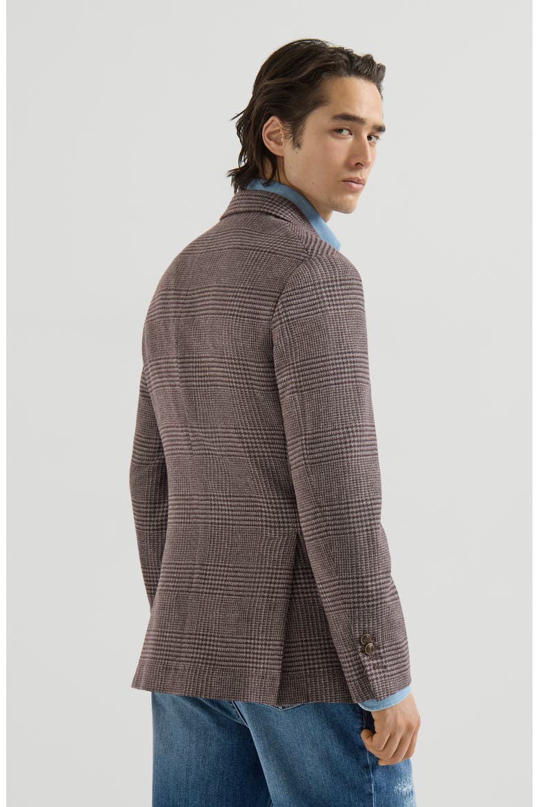 Comfort wool and cashmere Prince of Wales flannel deconstructed Cavallo blazer, Alternate, color, Blueberry