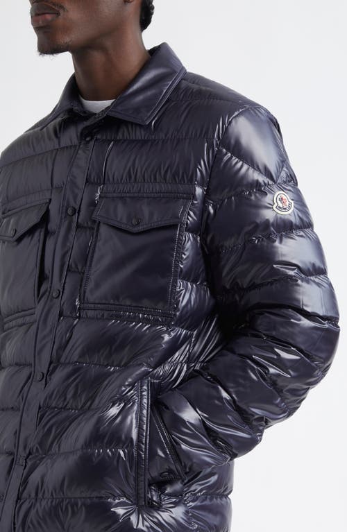 Shop Moncler Chambly Down Shirt Jacket In Night Sky