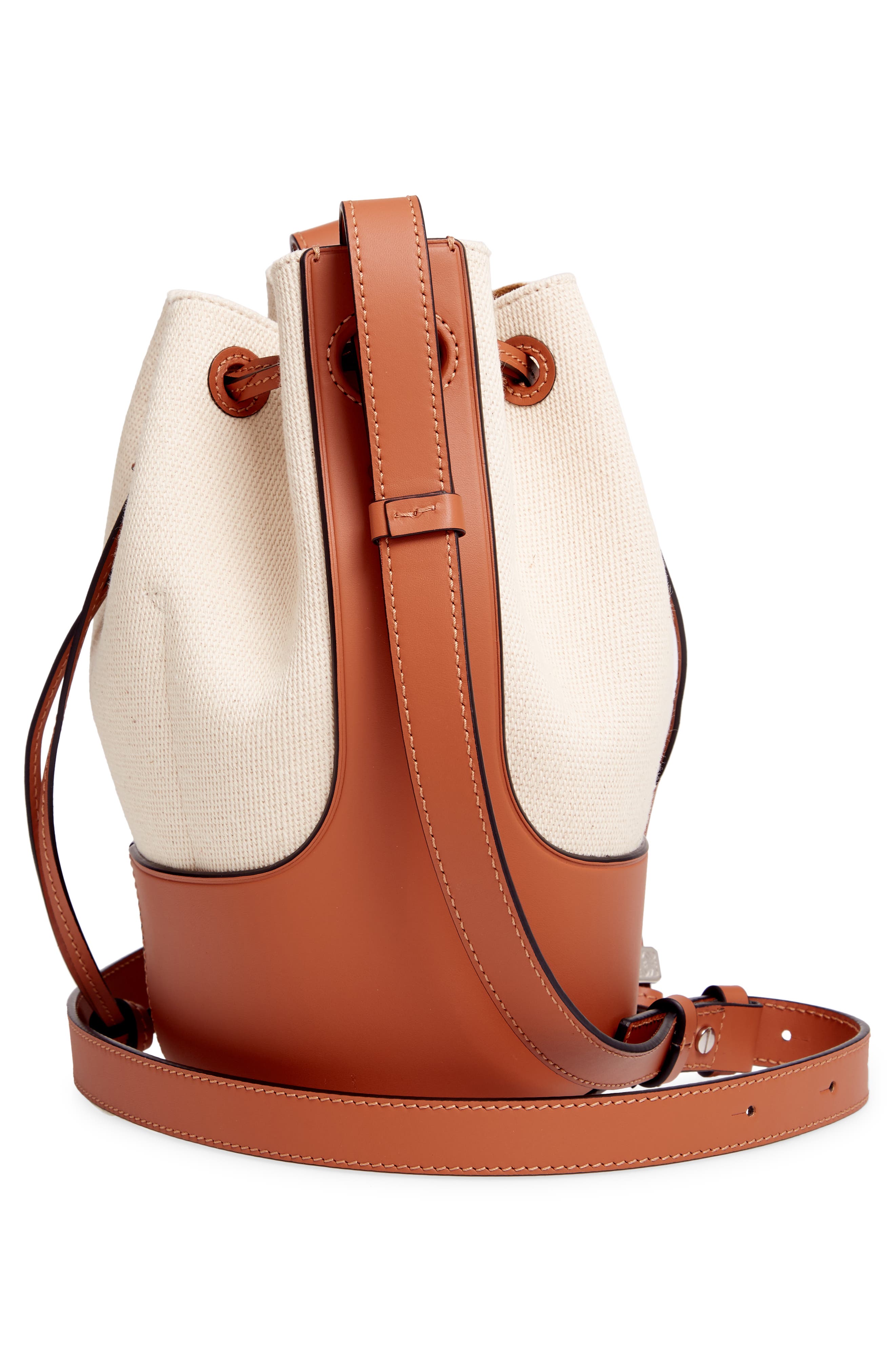 Loewe Small Balloon Woven Cotton & Leather Bucket Bag, Alternate, color, 