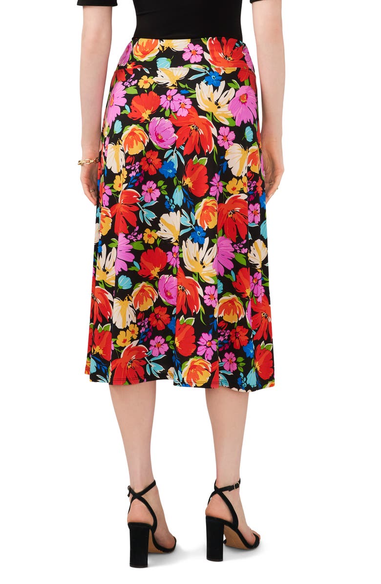 Chaus Floral Pull-On A-Line Skirt, Alternate, color, Black