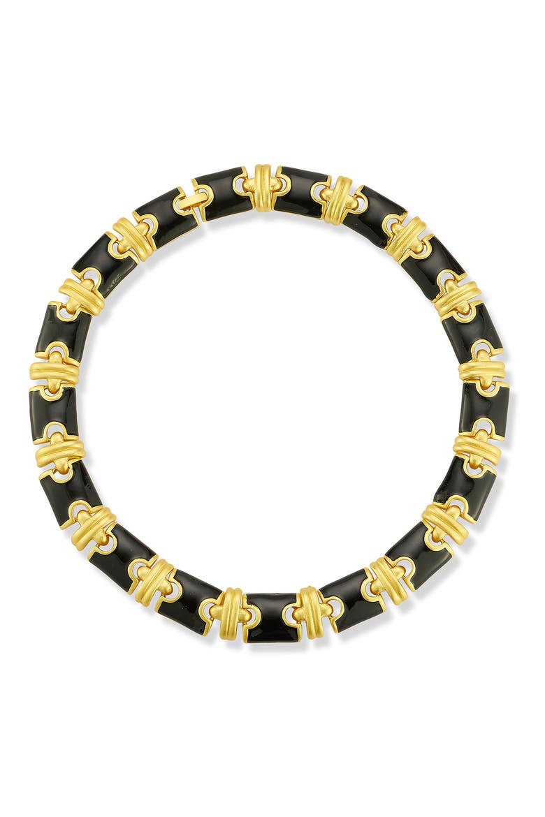 Enamel Link Collar Necklace, Main, color, GOLD