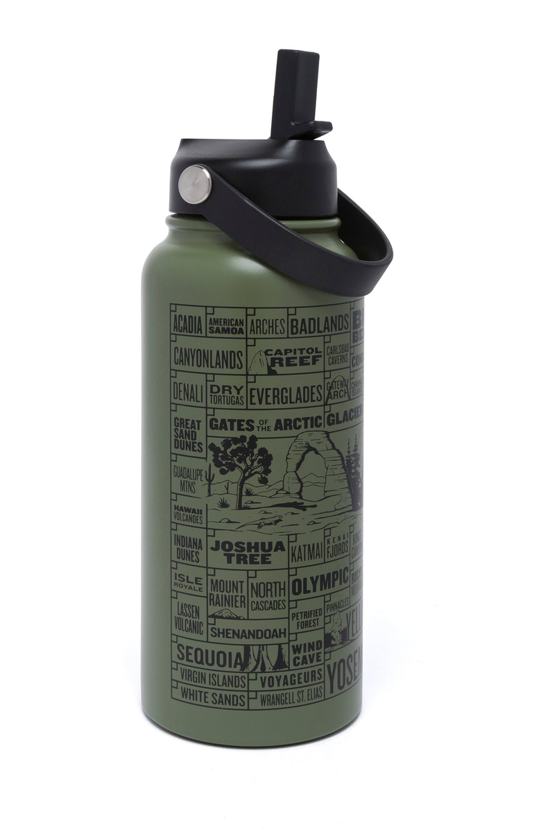 Parks Project National Parks of the USA Checklist Insulated Water Bottle, Alternate, color,