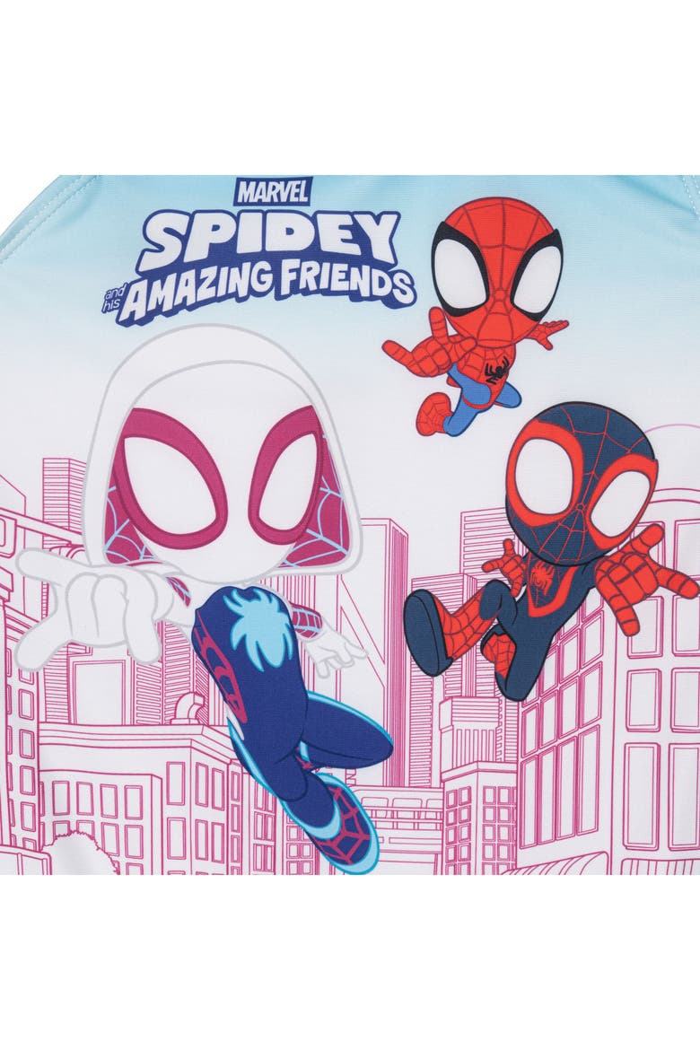 Spider-Man One Piece Swimwear, Alternate, color, Spidey Purple Blue