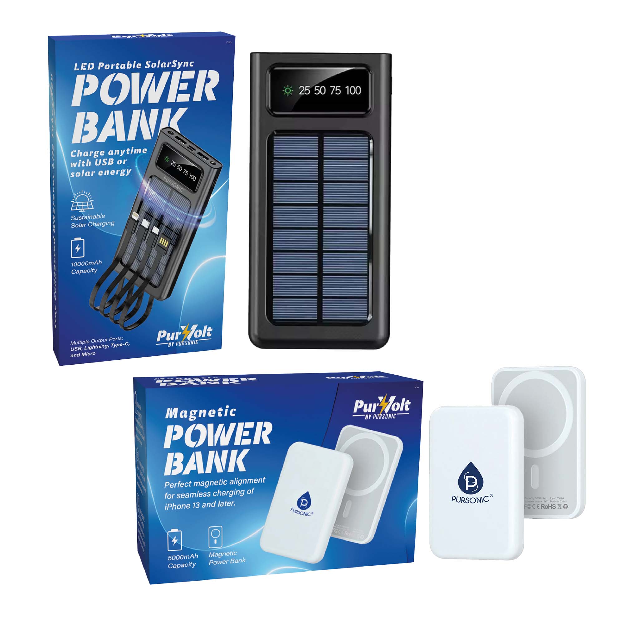 PURSONIC Power-on-the-Go Travel Bundle Stay Charged Anywhere, Anytime!, Main, color, Multicolor