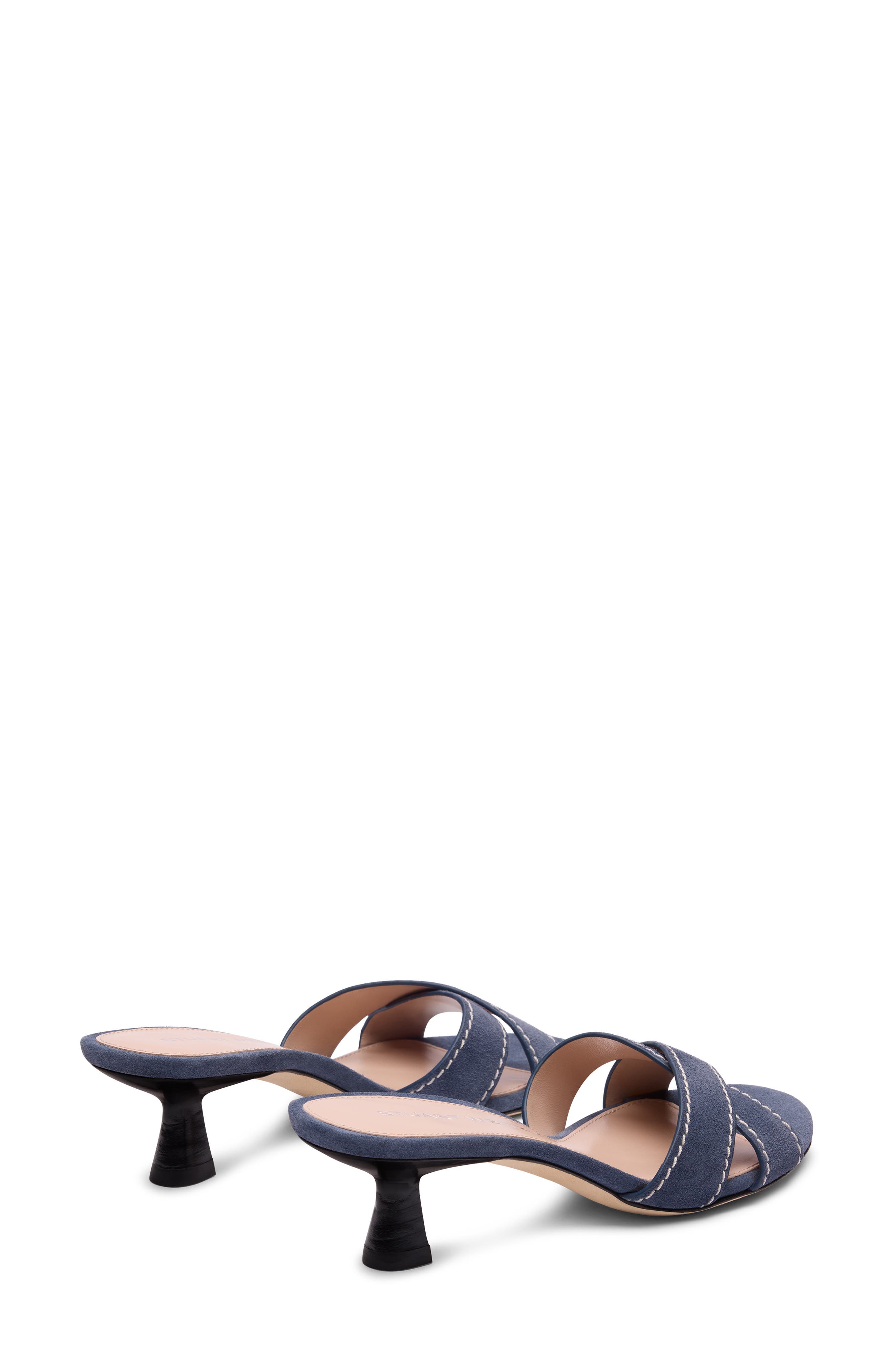 Minimalist Kitten Heel Slide Sandal, Alternate, color, STORMY BLUE/ BLACK