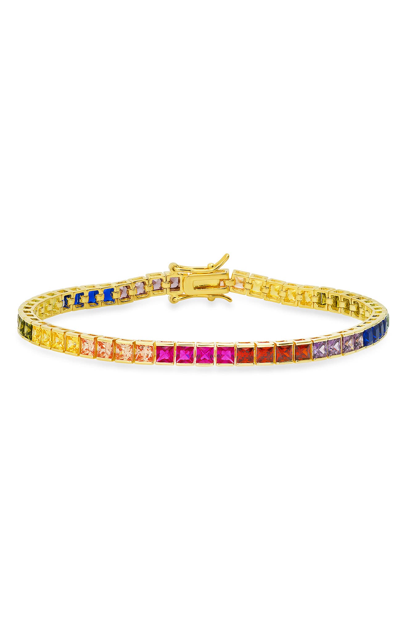 Queen Jewels Sterling Silver Rainbow CZ Tennis Bracelet
