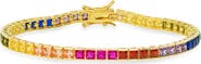 Queen Jewels Sterling Silver Rainbow CZ Tennis Bracelet