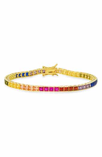 Sterling Silver Rainbow CZ Tennis Bracelet