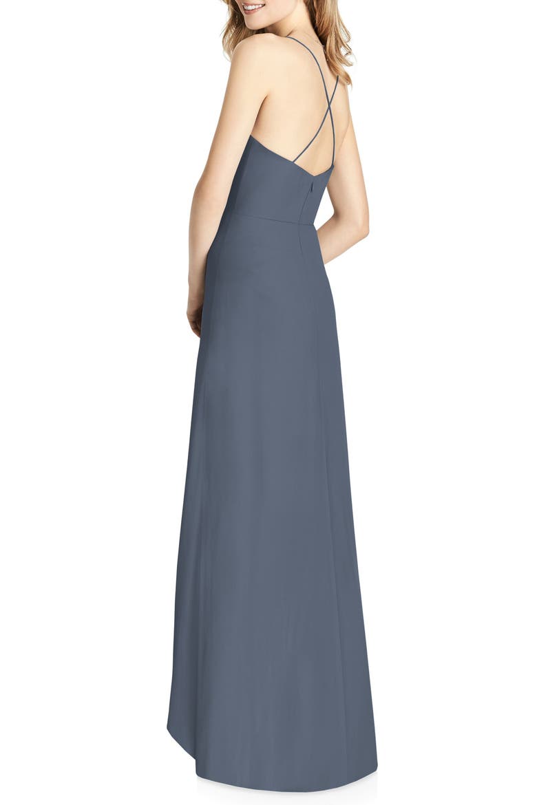 Ruffle High/Low Chiffon Gown, Alternate, color, SILVERSTONE
