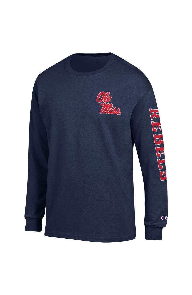 Champion Men's Champion Navy Ole Miss Rebels Team Stack Long Sleeve T-Shirt, Alternate, color, 