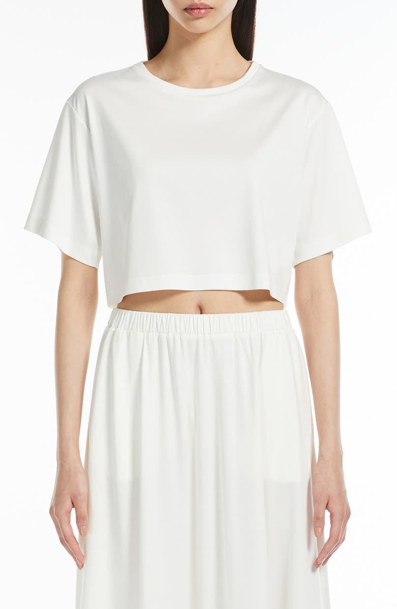MM by Max Mara Khat Crop Jersey Top, Main, color, White